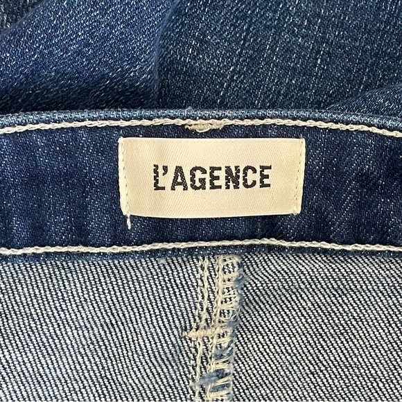 L’Agence Sera High Rise Flared Jeans Distressed Hem Med Blue Wash Women Sz 27 - Picture 5 of 6